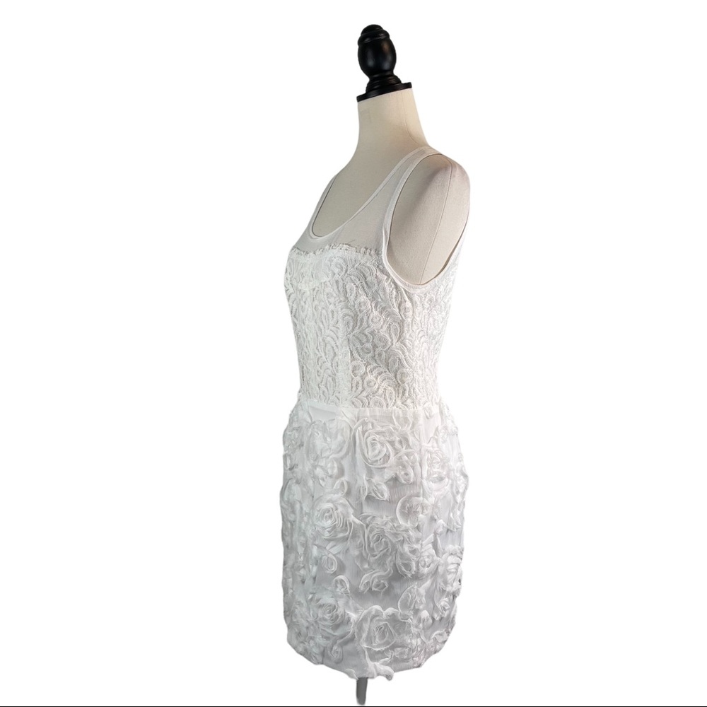 Rachel Roy Dress White Sheer Zipper Rosette, Size 6 - Picture 4 of 14